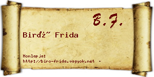 Biró Frida névjegykártya